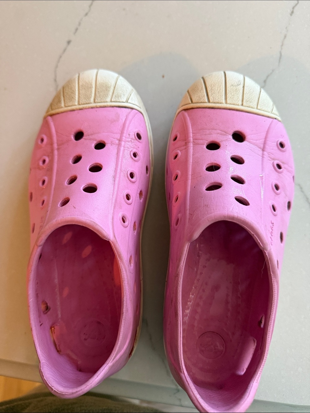 CROCS Kids Pink Slip-On Water Shoes with Cream Toe